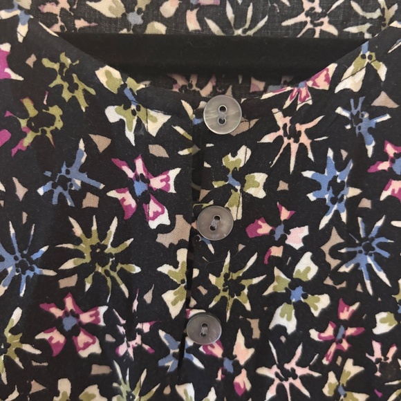 J. Jill Black Multicolor Floral Print Long Sleeve Blouse Women’s Medium - Picture 5 of 10